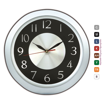 Plastik Çerçeve Çemberli Metal Kadran Duvar Saati 34 Cm