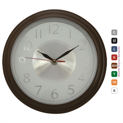 Plastik Çerçeve Çemberli Metal Kadran Duvar Saati 34 Cm